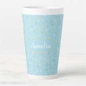 Tasse Latte Points Confetti Bleu Pastel tendance (Devant)