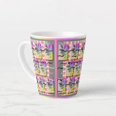 TASSE LATTE POINTS DE CORAIL FEUILLE PASTEL (Angle gauche)
