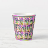 TASSE LATTE POINTS DE CORAIL FEUILLE PASTEL (Devant)