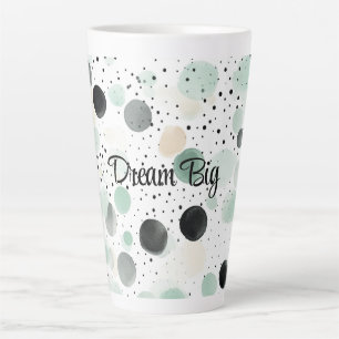 Tasse Latte Points de Crème Noire Menthe Fantaisie