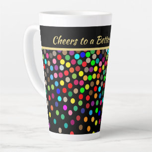 Tasse Latte Points de fête Salutations pour un meilleur Nouv
