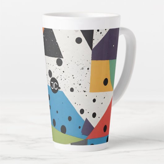 Tasse Latte Points noirs en papier collage (Angle droit)