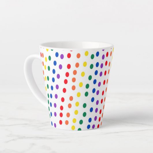 Tasse Latte Points Rainbow Candy en blanc (Angle gauche)
