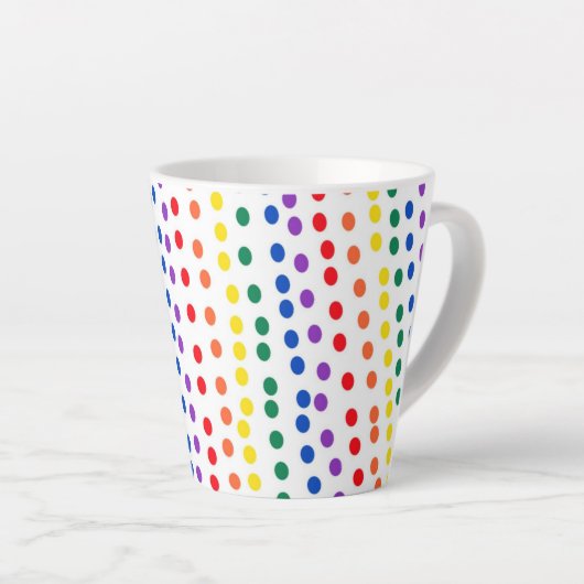 Tasse Latte Points Rainbow Candy en blanc (Angle droit)