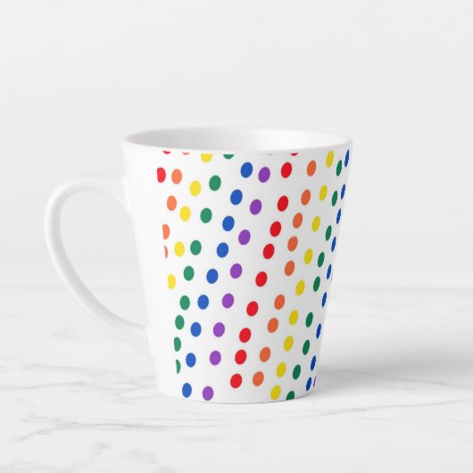 Tasse Latte Points Rainbow Candy en blanc (Gauche)