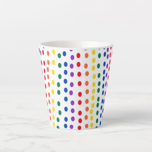 Tasse Latte Points Rainbow Candy en blanc (Devant)