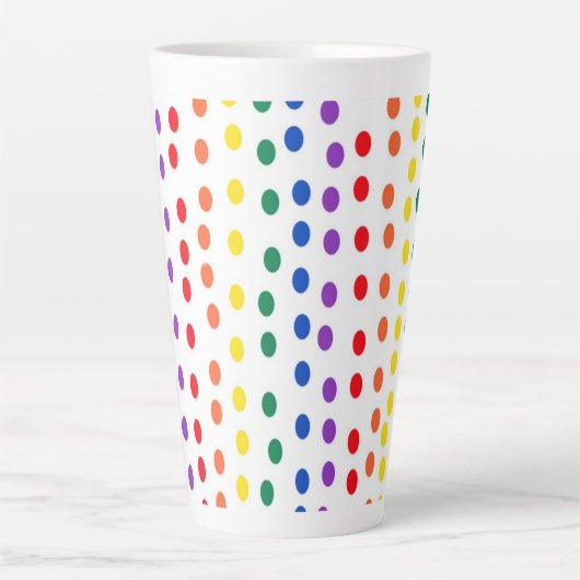 Tasse Latte Points Rainbow Candy en blanc (Devant)