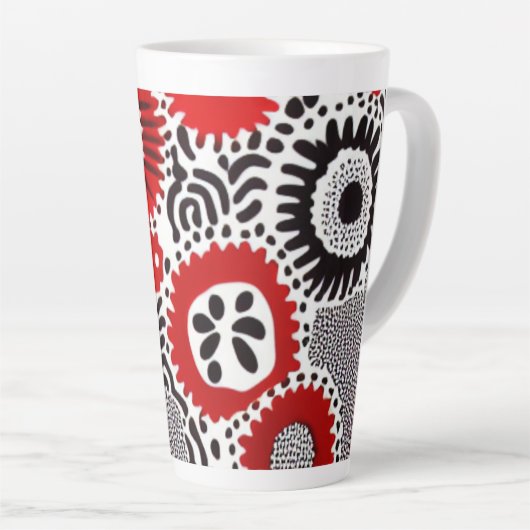 Tasse Latte Points rouges et noirs (Angle droit)