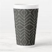 Tasse Latte Points verticaux gris diagonaux horizontaux (Devant)