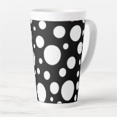 Tasse Latte Pois blancs sur noir | (Angle droit)