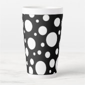 Tasse Latte Pois blancs sur noir | (Devant)