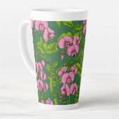 Tasse Latte Pois doux et bourdons, vert et rose (Angle gauche)