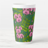 Tasse Latte Pois doux et bourdons, vert et rose (Devant)