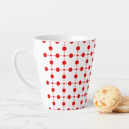 Tasse Latte Pois rouges, Motif à points polka, points, pointil (En situation)