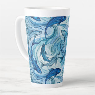Tasse Latte Poisson Bleu Mystique Flowing Harmony
