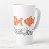 Tasse Latte Poisson et Vagues (Angle droit)