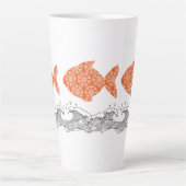 Tasse Latte Poisson et Vagues (Devant)