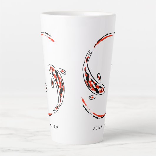 Tasse Latte Poisson noir et rouge japonais Koi Poisson latte a (Devant)