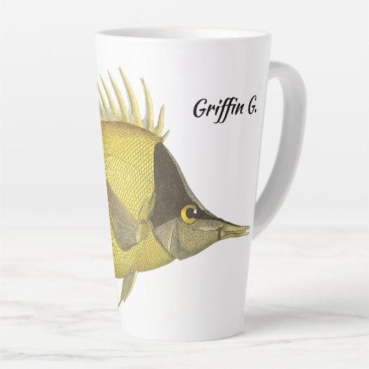 Tasse Latte Poisson tropical jaune Chelmon Longirostris, vinta (Angle droit)