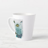 Tasse Latte Poissons, coquillages bleus et coraux (Angle gauche)