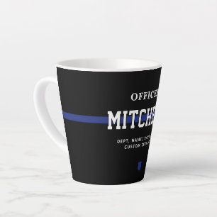 Tasse Latte Policier personnalisé Ligne Bleue Mince