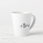 Tasse Latte Poméranie coeur pulsation ekg ligne (Angle droit)