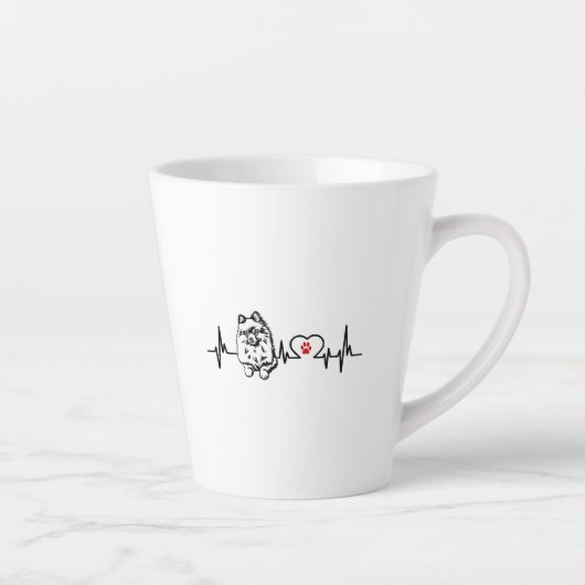Tasse Latte Poméranie coeur pulsation ekg ligne (Droite)