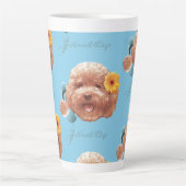 Tasse Latte Poodle de jouet avec Fleur et Illustration télépho (Devant)