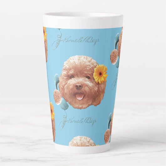 Tasse Latte Poodle de jouet avec Fleur et Illustration télépho (Devant)