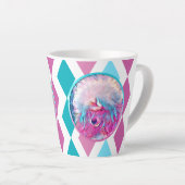 Tasse Latte Poodle peint en Aqua rose et Turquoise (Angle droit)
