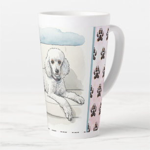 Tasse Latte Poodle sur un canapé et chien Imprimer Arrière - p