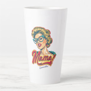 Tasse Latte Pop Art de Mama Retro Personnalisé 2