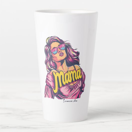 Tasse Latte Pop Art Retro Personnalisé (6) (Devant)