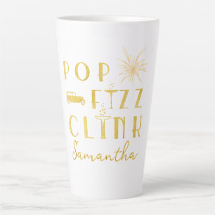 Tasse Latte Pop Fizz Clink Or Typographie Nouvel An Moderne
