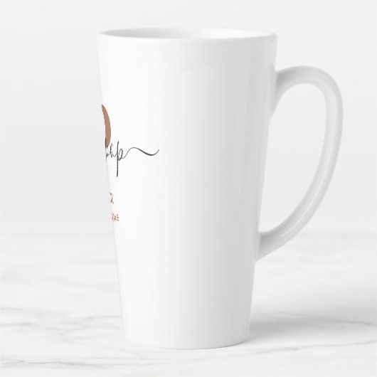 Tasse Latte Pop Pop Élégant Script Monogramme Blanc Brown (Droite)