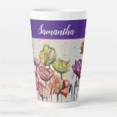 Tasse Latte Poppies de fleurs de pavot jaune orange rouge (Devant)