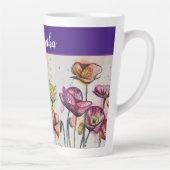 Tasse Latte Poppies de fleurs de pavot jaune orange rouge (Droite)
