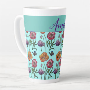 Tasse Latte Poppies de pavot Fleurs florales du Shabby Chic Aq