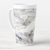 Tasse Latte Porte de parties scintillant blanche et or (Angle gauche)
