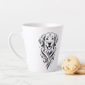 Tasse Latte Portrait de chien élégant Chien noir et blanc amat