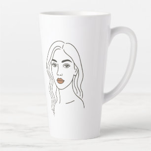 Tasse Latte Portrait de femme élégant en ligne artistique – Vi
