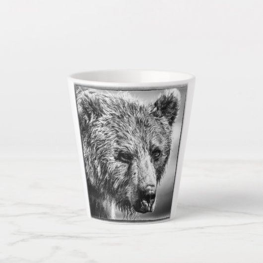 Tasse Latte Portrait d'ours grizzli (Devant)
