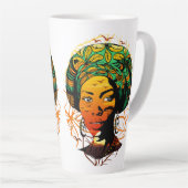 Tasse Latte Portrait féminin africain avec coucher de soleil (Angle droit)