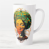 Tasse Latte Portrait féminin africain avec coucher de soleil (Droite)