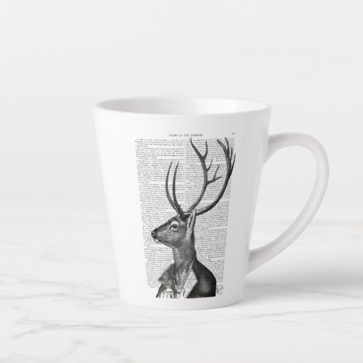 Tasse Latte Portrait noir et blanc de cerfs (Droite)