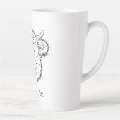 Tasse Latte Portrait personnalisé Scottish Highland Cow Sketch (Droite)