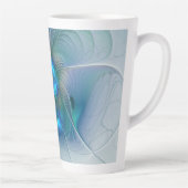 Tasse Latte Position, Abstrait bleu turquoise fractal (Droite)