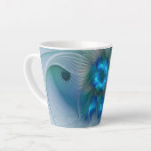Tasse Latte Position, Abstrait bleu turquoise fractal (Angle gauche)