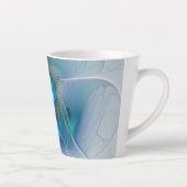 Tasse Latte Position, Abstrait bleu turquoise fractal (Droite)