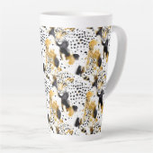 Tasse Latte Poster de animal Léopards d'or jaune noir (Angle droit)